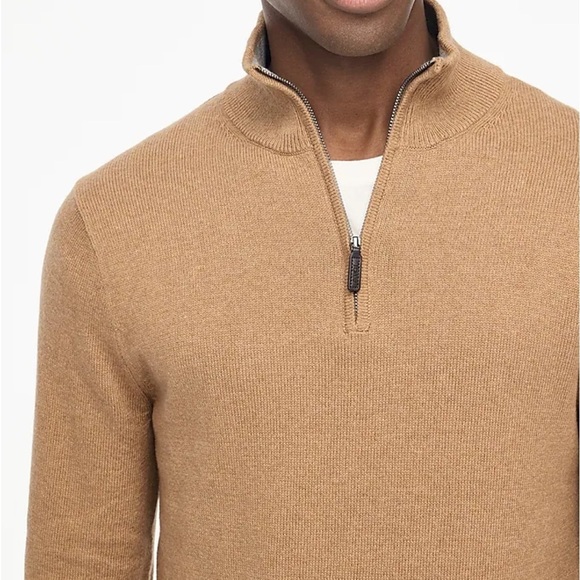 J crew heather honey brown Cotton half-zip sweater - Picture 2 of 5